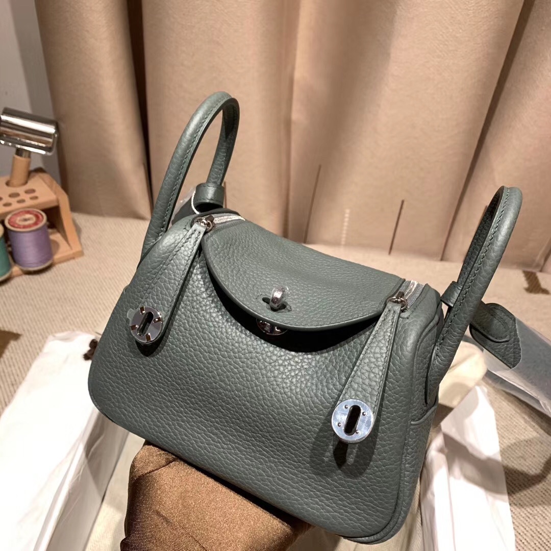 에르메스 미니 린디백19 베르트티티엔 은장 끌레망스 가죽